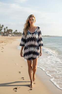 Jordan Taylor Women's Ziggy Chevron Beach Cover-Up Dress, Size Medium